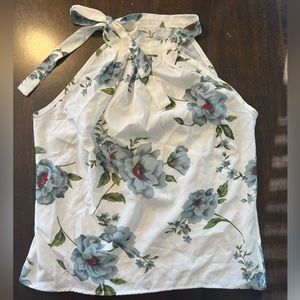 White floral print halter top
